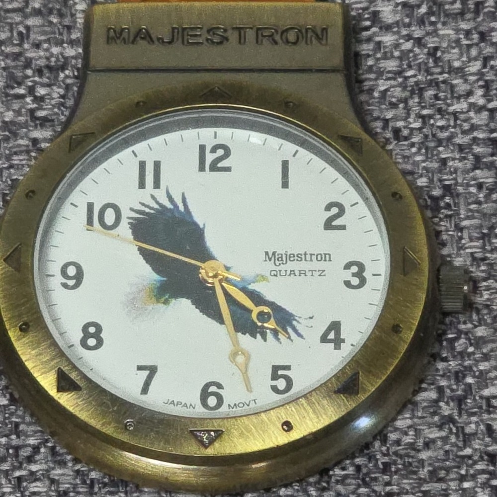 Vtg Majestron Eagle Carabiner Clip Pocket Watch 44mm N0 Battery